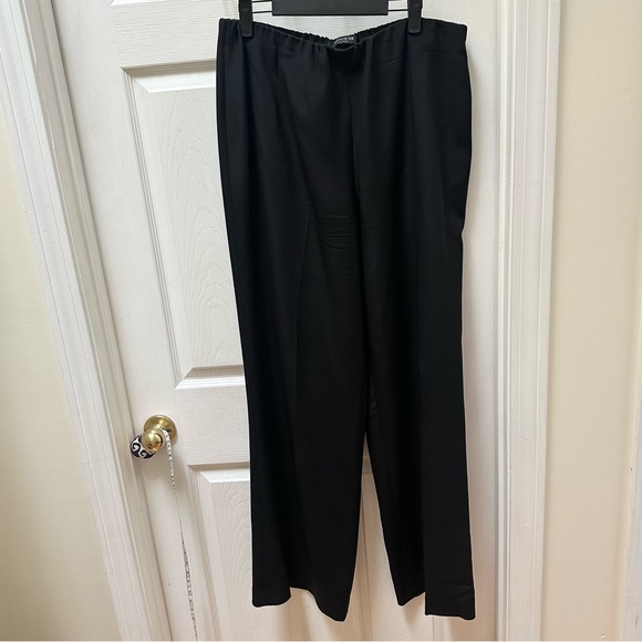 Lafayette 148 New York Womens Black Wide leg Silk Pants work 12 - Picture 2 of 11
